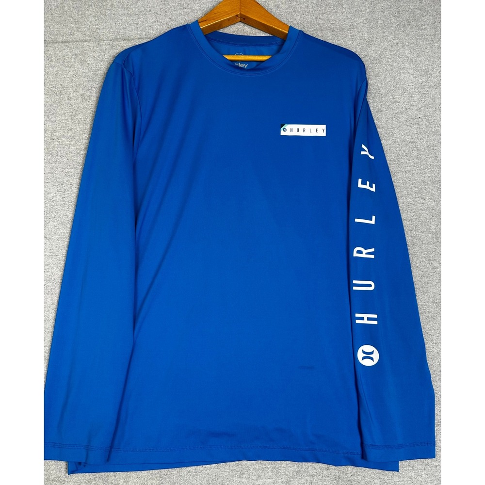 Hurley Rash Guard Swim Shirt Mens M Blue Long Sleeve Logo Sun Protection